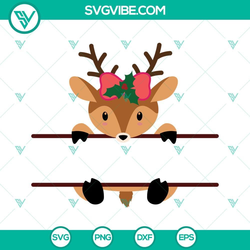 Christmas Reindeer Monogram SVG, Reindeer Split Bundle SVG PNG DXF EPS Files Holiday-themed Christmas Reindeer Monogram SVG files bundle with split design elements, perfect for crafting projects like shirts or home decor.