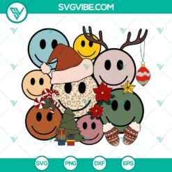 Christmas Smiley Faces SVG Images, Christmas Leopard Smile Santa Hat SVG Image