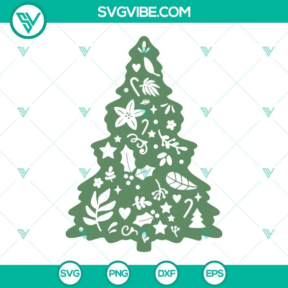 Christmas, SVG Files, Christmas Tree SVG File PNG DXF EPS Cut Files For Cricut 1