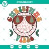 Christmas vibes smiley face design in SVG, PNG, DXF, EPS formats for Cricut. Festive and cheerful holiday decorations for crafts.