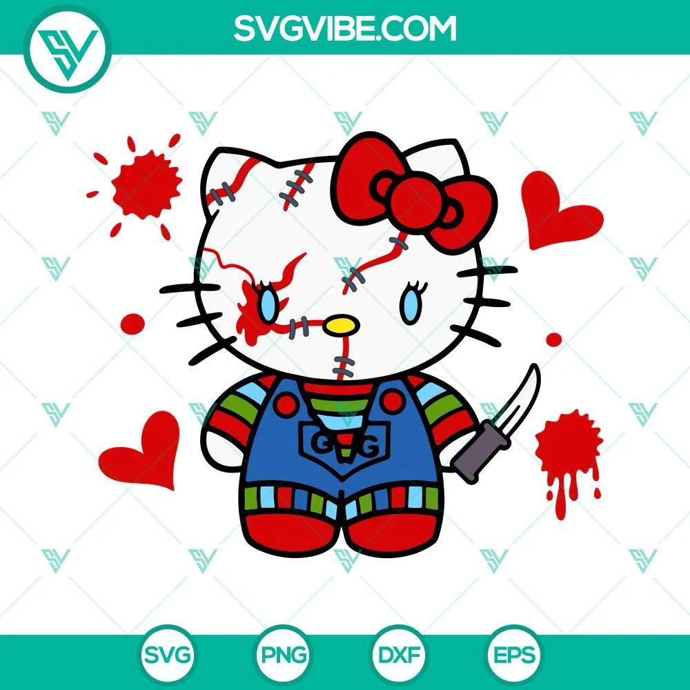 Cartoons, Halloween, SVG Files, Chucky Hello Kitty SVG Images, Kawaii Halloween 1