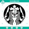 Chucky Starbucks cup SVG download depicting Halloween horror movie killers design, perfect for spooky crafting projects.