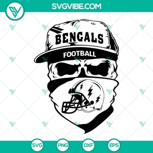 cincinnati bengals skull svg bengals football svg png dxf eps cut files 3 mockup