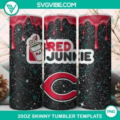 20oz Skinny Tumbler Template, Cincinnati Reds Dunkie Junkie Glitter 20oz 2