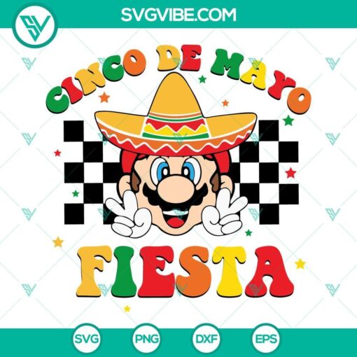 cinco de mayo fiesta mario svg super mario mexican sombrero svg retro happy cinco de mayo svg png dxf eps 8 mockup