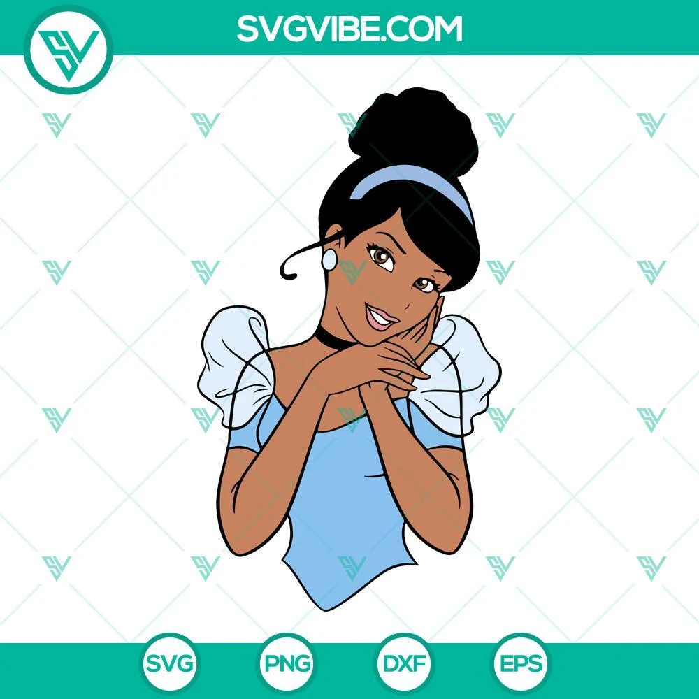 Disney, SVG Files, Cinderella African American Princess SVG Images, Black 1