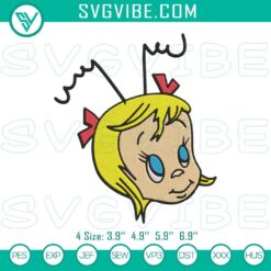 Christmas Embroidery Designs, Embroidery Designs, Cindy Lou Who Face Digital 16