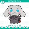 Cute Cinnamoroll x Michael Myers Halloween embroidery design, perfect horror & kawaii mashup for Halloween enthusiasts.