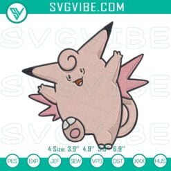 Anime Embroidery Designs, Embroidery Designs, Clefable Pokemon Embroidery 24