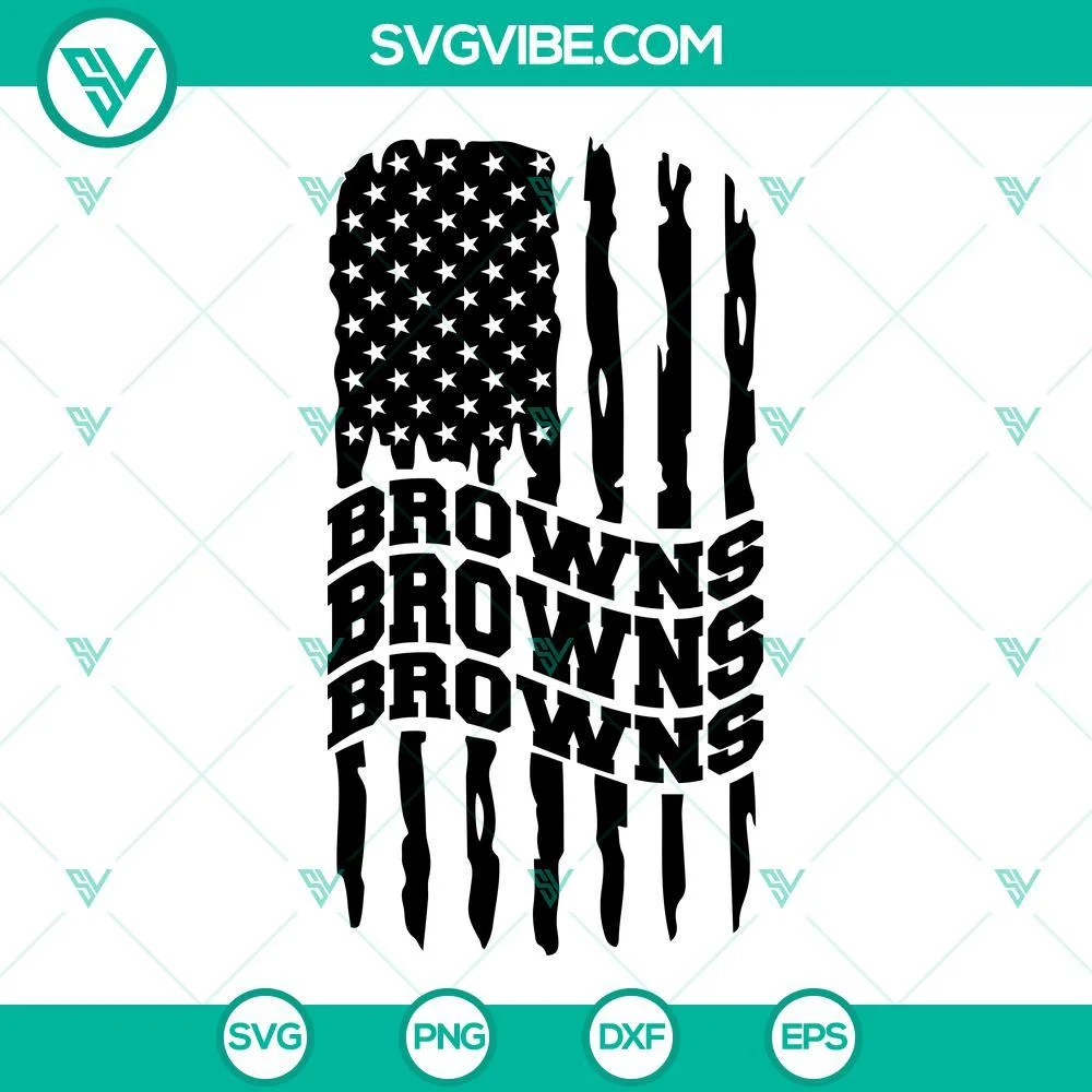 Football, Sports, SVG Files, Cleveland Browns American Flag SVG Image, Browns 1