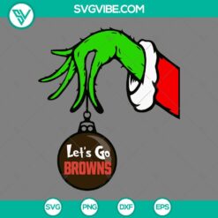 Christmas, Sports, SVG Files, Cleveland Browns Grinch Hand With Ornament SVG 7