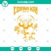 Cobra Kai SVG design files for Cricut, featuring logos and elements from Cobra Kai movies in PNG, DXF, and EPS formats.