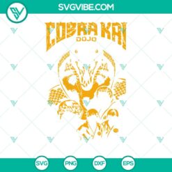 Cobra Kai SVG design files for Cricut, featuring logos and elements from Cobra Kai movies in PNG, DXF, and EPS formats.