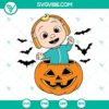 Cocomelon Halloween SVG file with PNG, DXF, EPS formats for crafting, featuring festive Cocomelon characters and Halloween elements.