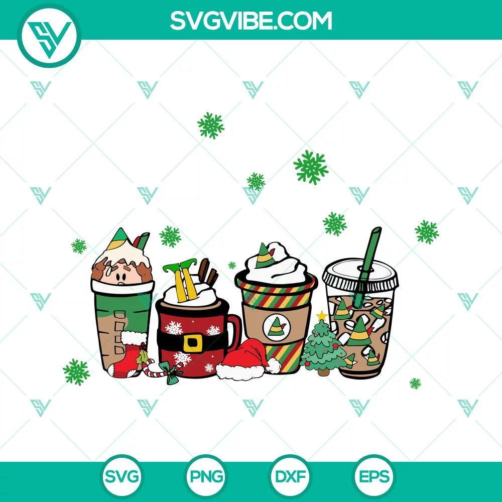 Christmas, SVG Files, Coffee Christmas Elf Movie SVG Image, Christmas Drink Cup 1