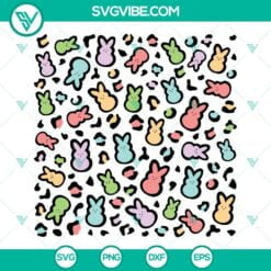 Easter, SVG Files, Colorful Leopard Peeps Pattern Svg, Leopard Bunny Print 19