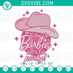 Barbie cowgirl disco ball style embroidery designs for a fun party theme.