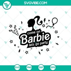 Barbie SVG featuring a retro party theme with a pink doll, perfect for crafts and decorations.
