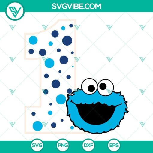 cookie monster birthday svg bundle one birthday svg sesame street party svg png dxf eps cut files 9 mockup