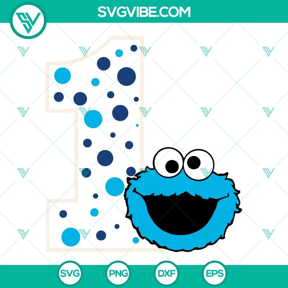 Birthday, Cartoons, SVG Files, Cookie Monster Birthday SVG File Bundle, One 5