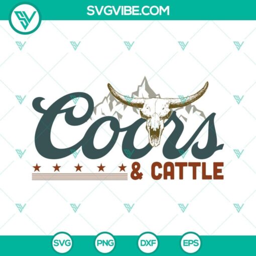 coors and cattle svg western bull skull svg country svg cattle svg cowboy svg 3 mockup