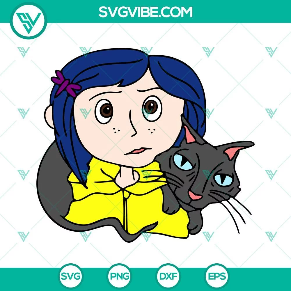 Disney, SVG Files, Coraline Jones And Cat SVG Download, Coraline SVG Images, 1