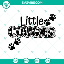 Cougar paw print and little cougar school spirit SVG files for cheer, ideal for craft projects and apparel design.