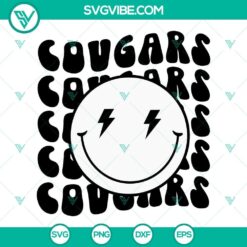 Cougars SVG Files, Smiley Face Cougars Mascot SVG Download, Cougars Football SVG Images