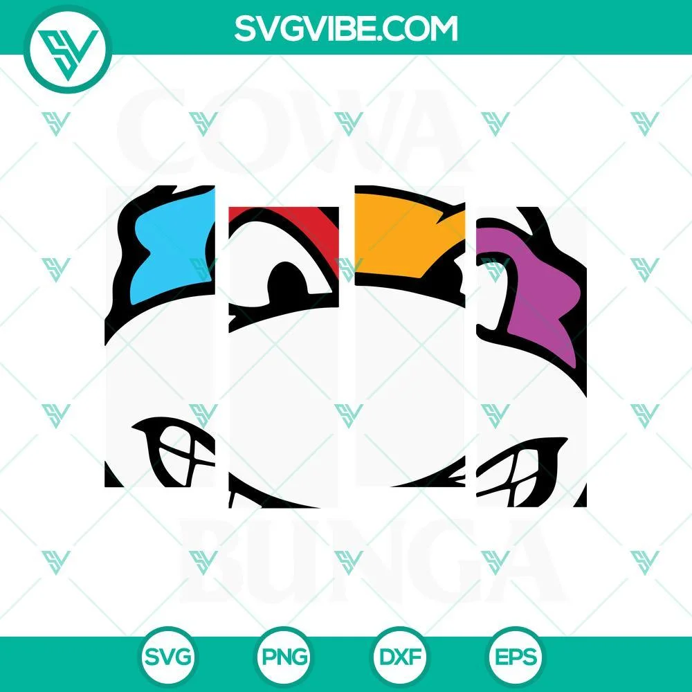 Movies, SVG Files, Cowabunga SVG Files, Ninja Turtles Face SVG Images PNG DXF 1