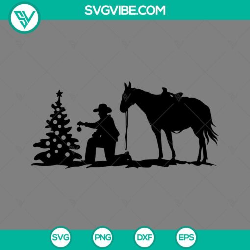 cowboy with christmas tree svg cowboy christmas svg png eps dxf files mockup