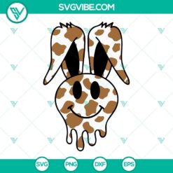 Easter, SVG Files, Cowhide Bunny Smile SVG File, Rabbit SVG Images, Cute SVG 2