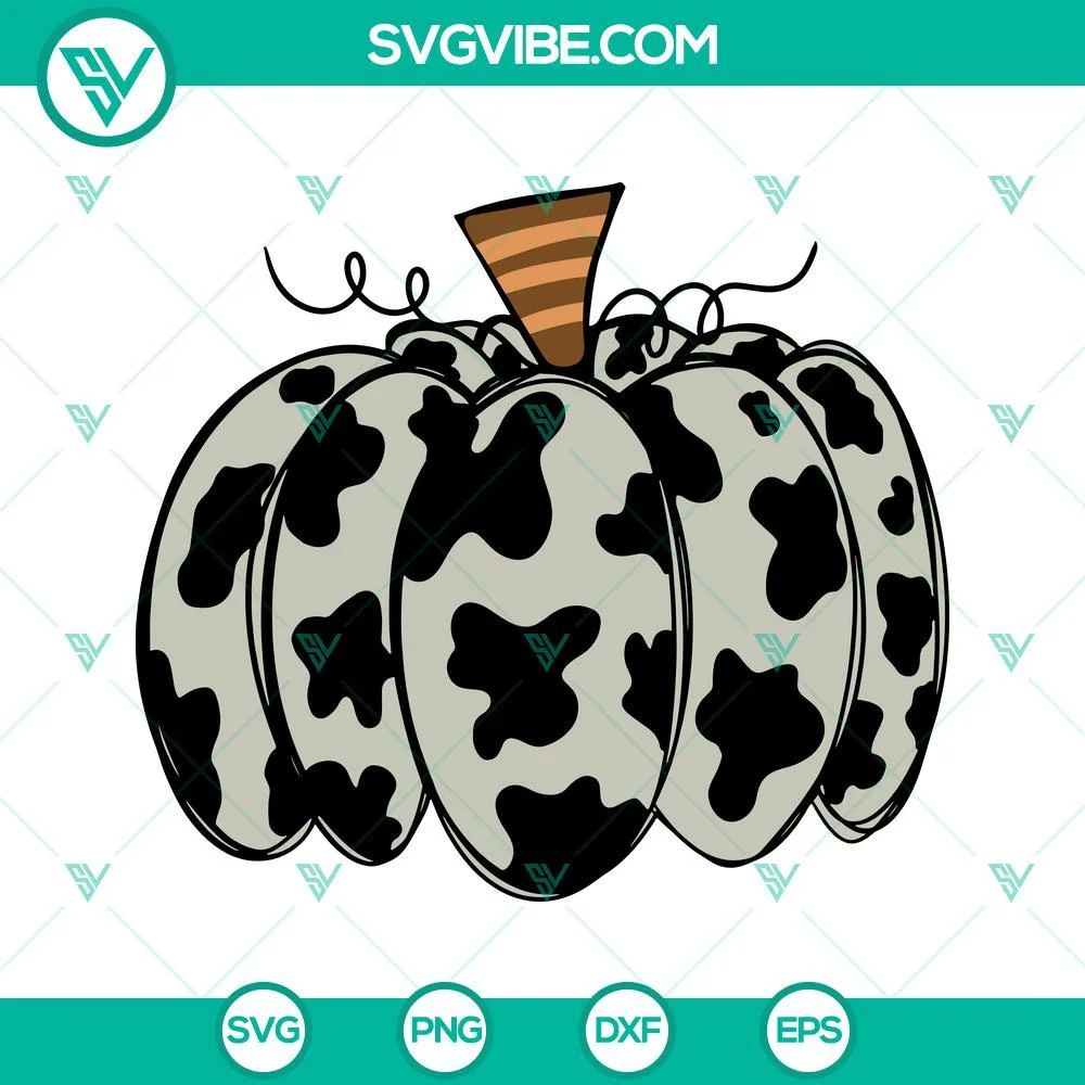 Halloween, SVG Files, Cowhide Pumpkin SVG Images DXF EPS PNG Designs Silhouette 1