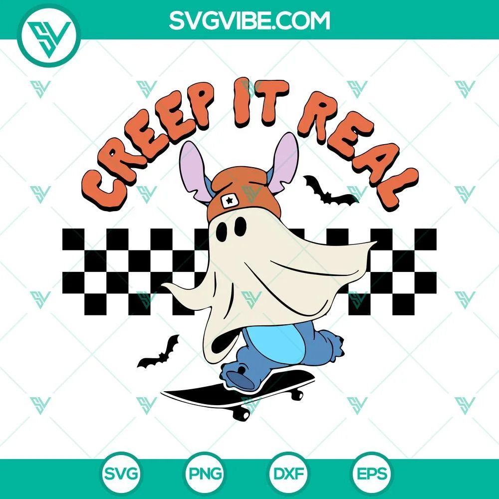 Halloween, SVG Files, Creep It Real Ghost Skateboarding SVG Image Bundle, 1