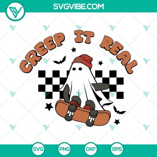 creep it real svg ghost skateboard svg halloween ghost svg spooky creep it real svg png dxf eps 2 mockup