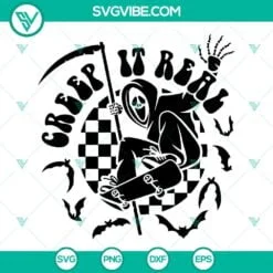 Halloween, SVG Files, Creep It Real Skeleton Skater SVG Download, Skeleton 3