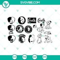 Disney, SVG Files, Mouse Head Cruella De Vil SVG Files PNG DXF EPS Cut Files 3