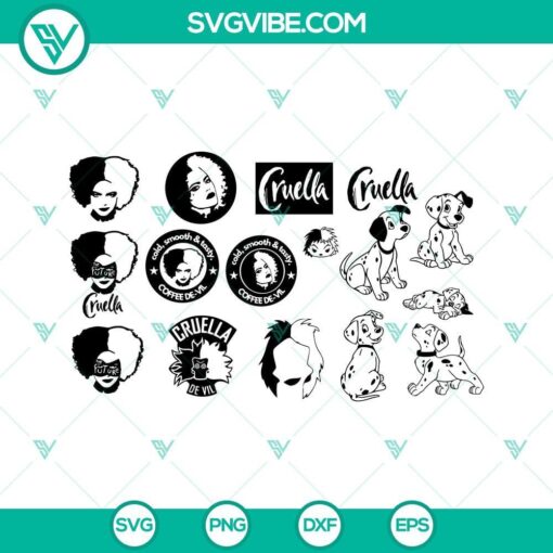 cruella and 101 dalmatians svg cruella svg dalmatian svg png dxf eps clipart bundle 2 mockup