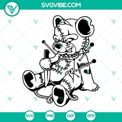 cursed teddy bear svg scary bear svg funny teddy with knife svg png dxf eps digital download 6 mockup