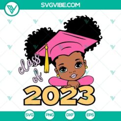 Adorable peekaboo Afro girl graduation SVG image bundle for Class of 2023, perfect for DIY craft projects.