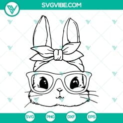 Easter, SVG Files, Cute Bunny With Bandana Glasses Bubblegum SVG Image, Easter 3