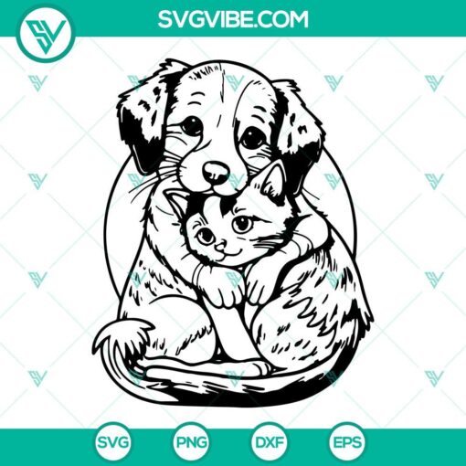 cute dog and cat svg kitten puppy svg best friends pet svg png dxf eps instant download 3 mockup