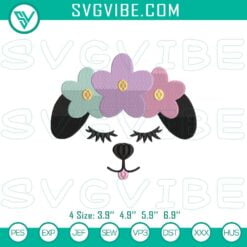 Animals Embroidery Designs, Embroidery Designs, Cute Dog With Flowers 2