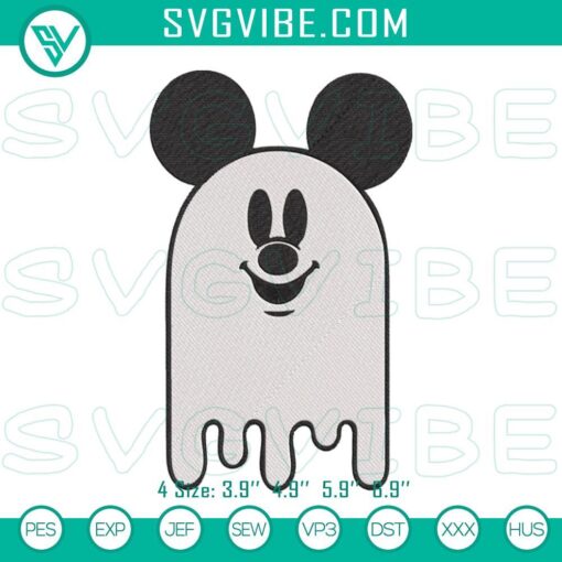 cute mickey ghost machine embroidery design funny halloween embroidery download file mockup