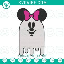 Minnie ghost embroidery design, Disney Halloween theme stitch file featuring funny mouse character. Ideal for Halloween crafts.