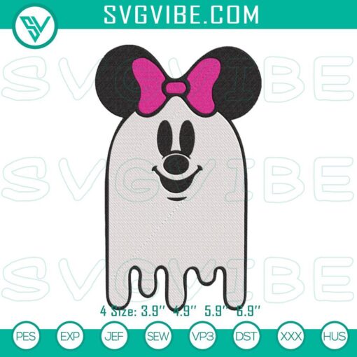 cute minnie ghost machine embroidery design funny disney mouse halloween embroidery download file mockup