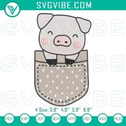 Animals Embroidery Designs, Embroidery Designs, Cute Pig In Pocket Embroidery 2