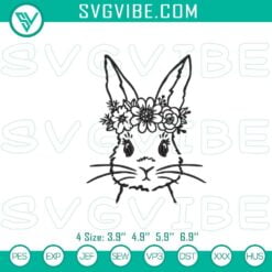 Easter Embroidery Designs, Embroidery Designs, Cute Rabbit Flowers Embroidery 6