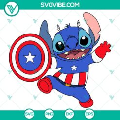 Disney, SVG Files, Cute Stitch Captain America SVG Files, Stitch Superhero 2