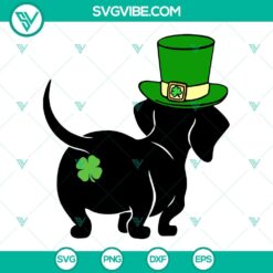Dachshund Leprechaun Hat SVG Image, Shamrock SVG Image, Lucky Puppies SVG File,