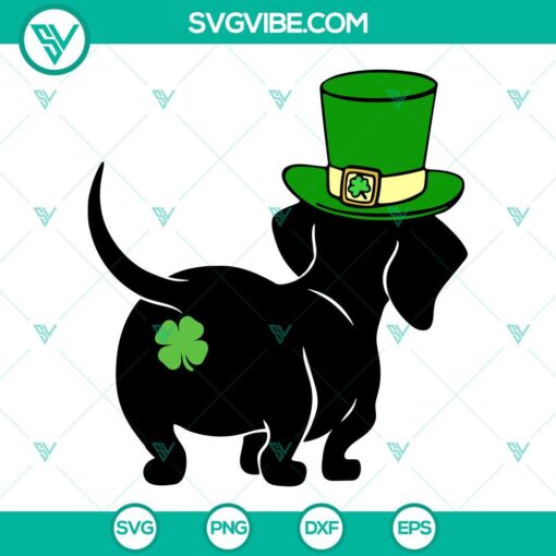 dachshund leprechaun hat svg shamrock svg lucky puppies svg funny st patricks day dog svg png dxf eps 10 mockup